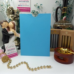 Bahia hemelsblauwe envelop met opening aan de bovenkant | Bruiloft-, babyshower- en verjaardagsuitnodigingen | Premiumkwaliteit, aangepaste formaten beschikbaar, iT's A Boy