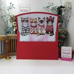 Roter Katzen-Valentinstag, Liebe, Freund Spezieller Design-Einladungsumschlag - kundengerecht, personalisiert, Valentinsgrüßen & Liebes-Veranstaltungen