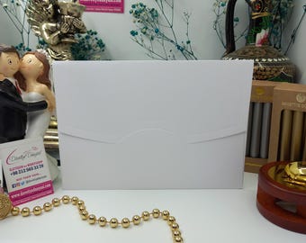 Sobres de boda blancos horizontales – Premium, invitaciones de boda, RSVP, fiesta – Elegantes y personalizables – Papel ecológico, sobres