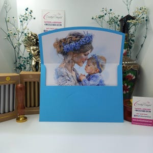 Blauer Umschlag für Babyparty, Geburtstag, Babyparty, Einladung Umschlag - Kundenspezifisches Design, personalisiert, Premium-Qualität, Jungenveranstaltungen, Babypartyzubehör