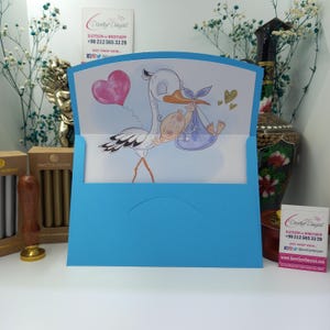 Busta per invito per baby shower blu, compleanno, festa per neonato – Design personalizzato, celebrazioni speciali premium, opzione personalizzata disponibile