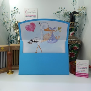 Blauer Umschlag für Babyparty, Geburtstag, Babypartyeinladung - Maßgeschneidertes Design für Jungenveranstaltungen, Premium-Qualität, personalisierte Einladungen