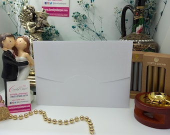 Horizontal Satin White Wedding Envelope 270g, Premium Paper – Elegant Wedding Invitations, RSVP, Party Invitations, luxury wedding envelopes
