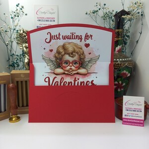 Rot Valentinstag, Liebe, Freundschaft, Engel & Romantische Notizen Spezieller Design Einladungsumschlag für Hochzeiten, Partys, Jubiläen