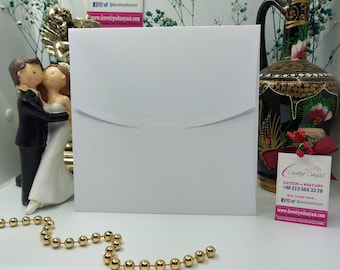 Square White Invitation Envelope, Elegant Envelope for Weddings, Anniversaries, Baby Showers, Birthdays, Corporate Events, Special Occasions