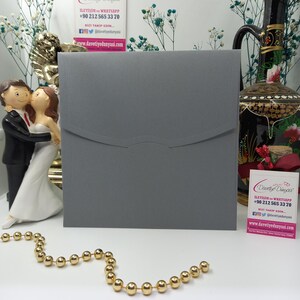 Quadratische graue Bahia Einladungsumschläge - Premiumpapier, anpassbar, elegantes Design für Hochzeiten, Verlobungen, besondere Anlässe, Partys