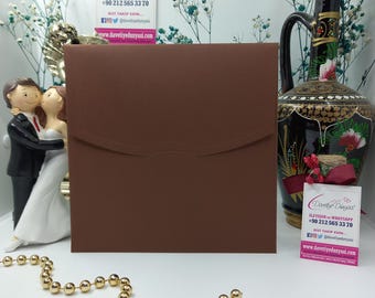 Quadratischer Bahia Kaffee-Einladungsumschlag - Individuell anpassbare, elegante, braune Umschläge, Hochzeiten, Verlobungen, Partys, Firmenveranstaltungen, Besonderes