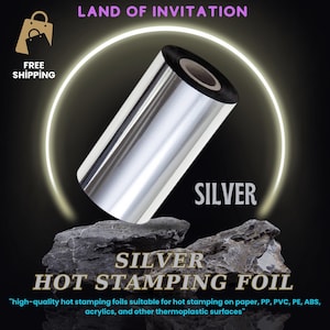 Rouleau d'aluminium argenté premium pour marquage à chaud - Feuille métallique de transfert à chaud pour travaux manuels, cuir, invitations, projets de bricolage, scrapbooking et fabrication de cartes