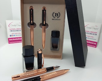 Juego de pluma estilográfica y bolígrafo personalizados / Set de regalo con nombre grabado personalizado / Instrumentos de escritura de primera calidad