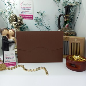 Enveloppe horizontale pour faire-part de mariage marron Bahia, Papier premium, Papeterie de mariage élégante, RSVP, Shower de bébé, Fête de fiançailles, enveloppes