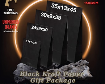 Black Kraft Paper Gift Bags,Eco Friendly Customizable Packaging for Weddings, Birthdays, Retail Stores, Small Businesses, DIY Projects,Gifts