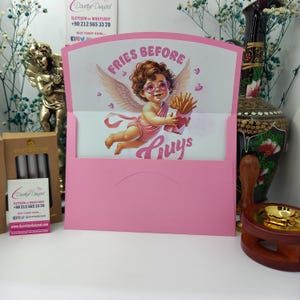Envelope de amor de anjo rosa de dia dos namorados, design de coração, envelope com tema de amor, dia dos namorados, notas românticas, papelaria para festa, envelope de presente