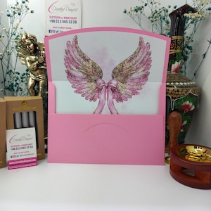 Valentijn Roze Engelenvleugels Liefde Uitnodiging Envelop, Engelenvleugels, Ontwerp, Valentijnsdagfeesten, Liefdesbriefjes, Romantische Envelop, Engel Symbool, Engelenvleugels