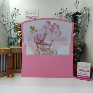 Busta per invito rosa per baby shower, compleanno, festa del bambino, personalizzata, personalizzata per eventi di baby shower e compleanno delle bambine, festa del bambino