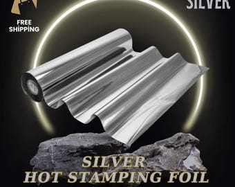 Premium Silver Hot Stamping Foil Roll 64 cm x 120 metrów - Metaliczna folia termotransferowa do rękodzieła, skóry, zaproszeń, papierów, projektów DIY