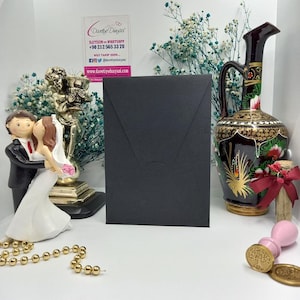 Luxe zwarte Bahia-enveloppen, 270 g/m² | Aangepaste huwelijksuitnodigingen | Handgemaakte evenementenveloppen | Gepersonaliseerde feestuitnodigingen, zwarte bruiloft