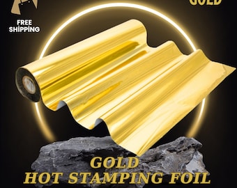 Premium Gold Hot Stamping Foil Roll 64 cm x 120 metrów - Metaliczna folia termotransferowa do rękodzieła, skóry, zaproszeń, papierów, projektów DIY