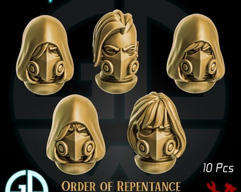 Space Nuns Militia Masked Heads - Order of Repentance  - Wargaming Bits to customise and kitbash your army!