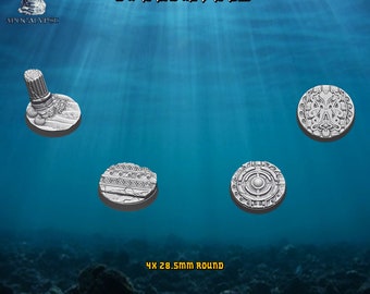 Sunken Atlantis / Underwater Temple Miniature Bases - 8K Quality! All Sizes, Official Admiral Apocalypse - Perfect for Wargaming or D&D!