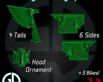 Green Angels Bike Wing Upgrade Kit - Get your squads out riding! Wargaming Bitz and Upgrades for your Sci-fi Armies!