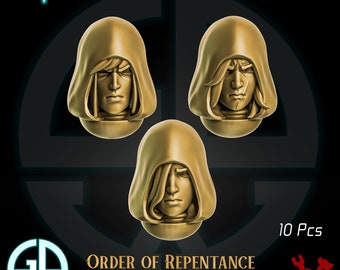 Space Nuns Hooded Heads - Order of Repentance  - Wargaming Bits to customise and kitbash your army!