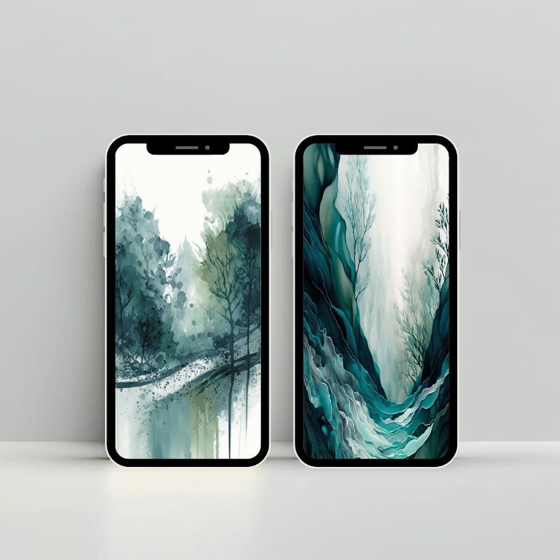 Green Forest Phone Wallpaper Realistic Trees & Leaves Etsy