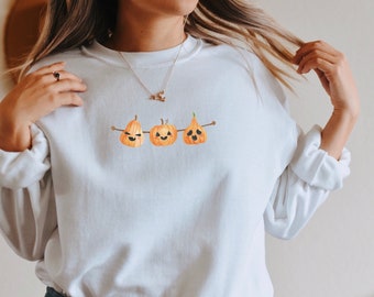 Pumpkin Sweatshirt, Pumpkin Sweater, Halloween Crewneck, Fall Shirt, Pumpkin Shirt, Spooky Season, Halloween Pullover Sweatshirt, Fall Shirt