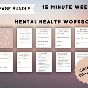 Depression, Anxiety, Mental Health Journal, Workbook, Worksheet, Reflection, Affirmations, Manifestation, 5 Minute Morning and Night Journal