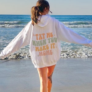 Text Me When You Make It Home Hoodie, Smiley Face Sweatshirt, Oversized Lightning Bolt Sweatshirt Smiley Sweatshirt Y2K Preppy Crewneck