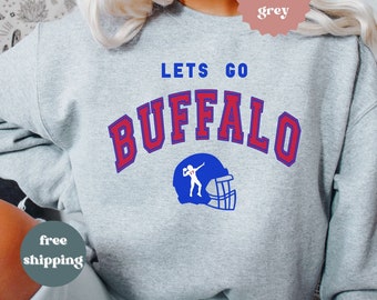 Lets Go Buffalo Sweatshirt, Buffalo Football Crewneck, Vintage Buffalo Crewneck, Christmas Gifts for Buffalo, Buffalo Football Fan Crewneck