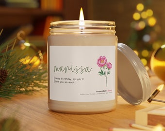 Birth Month Flower Candle | Birthday Gift Personalized Candle | Birthday Gift For Her