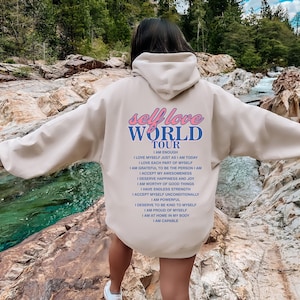 self love world tour hoodie, self love sweatshirt for women,  aesthetic mental health hoodie, trendy crewneck sweatshirt, positivity shirt