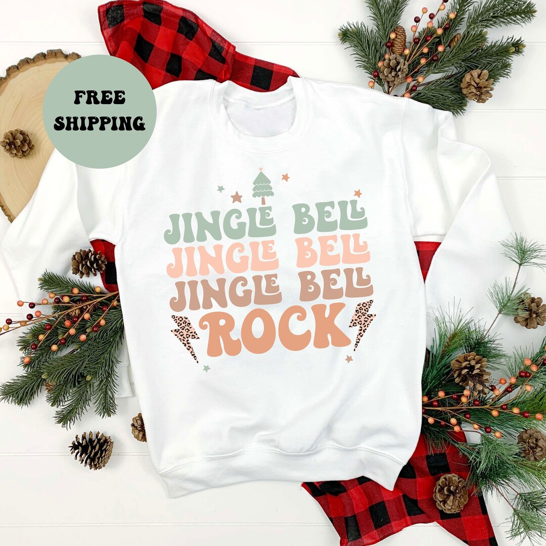 Rockin Christmas Sweatshirt, Vintage Retro Christmas Crewneck, Music ...
