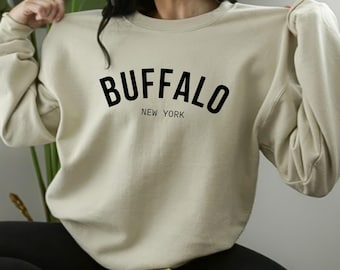 Buffalo New York Minimal Black Crewneck Sweatshirt