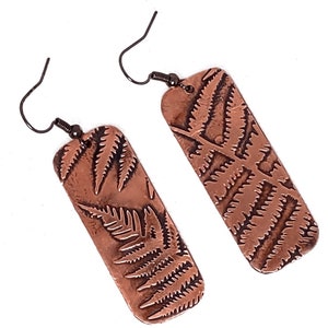 Etched Copper Fern Earrings