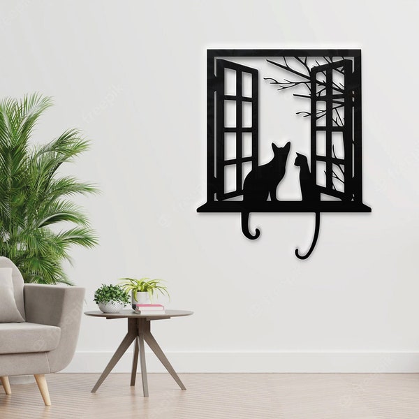 Cat Metal Wall Art Svg-Dxf, Laser cut mesh, Metal Wall Art Outdoor, Windows Metal Sign, Large Metal Wall Art Over Bed Decor CNC cutting file