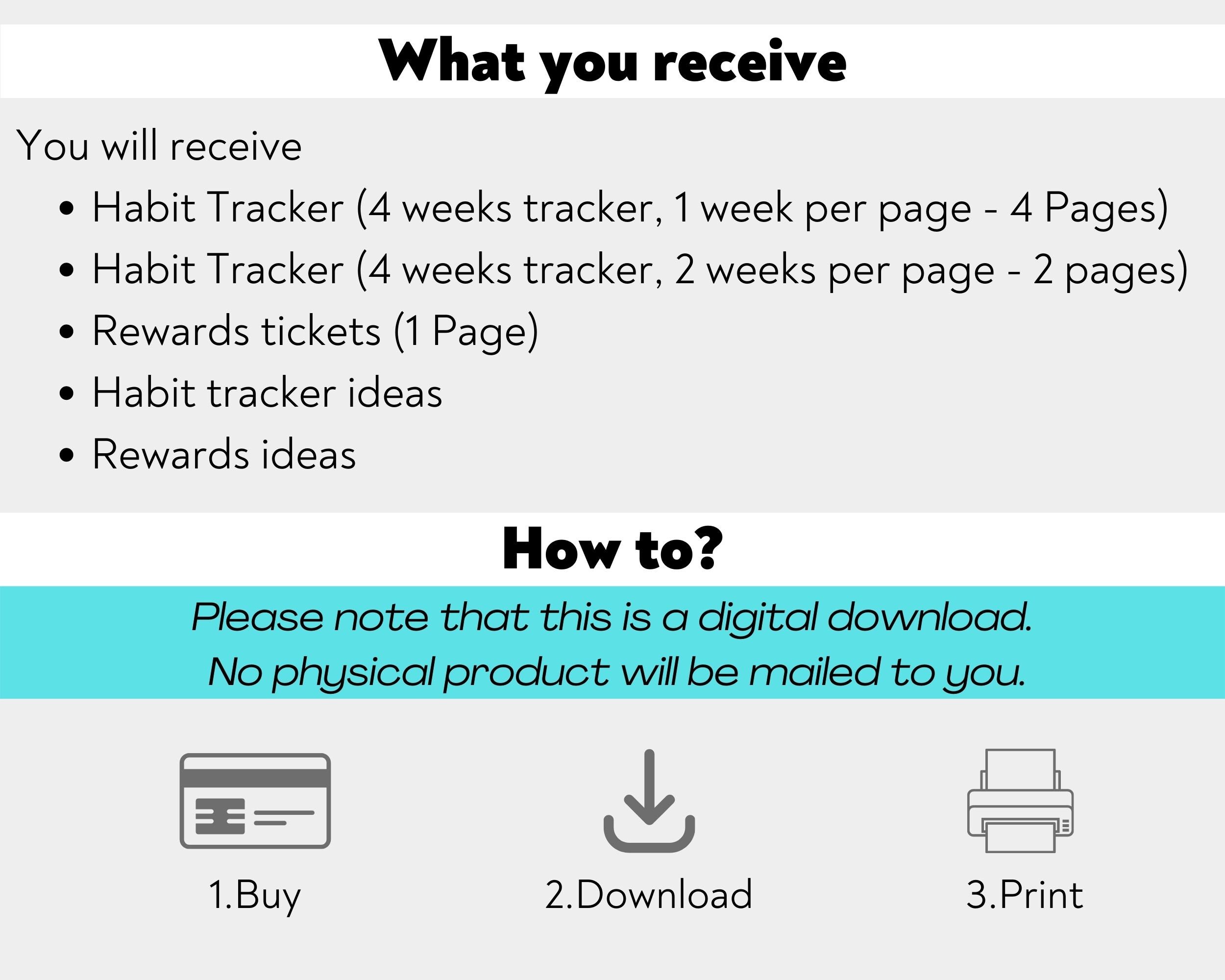 Kids Habit Tracker Printable, Fun Routine Checker, Bunny, Daily Weekly ...