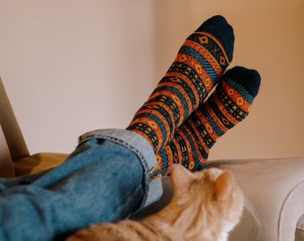 Chaussettes confortables pour hommes, cadeaux confortables pour hommes, chaussettes chaudes pour hommes, chaussettes tricotées à la main, cadeau pour lui, chaussettes de démarrage, chaussettes écologiques, chaussettes Aktiv