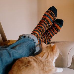 Chaussettes confortables pour hommes, cadeaux confortables pour hommes, chaussettes chaudes pour hommes, chaussettes tricotées à la main, cadeau pour lui, chaussettes de démarrage, chaussettes écologiques, chaussettes Aktiv image 1