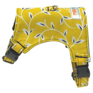 Adjustable Cat Harness 100% Handmade, Upcycled, eco-friendly small pet harness, Jacket Vest harness for cats, Chic Yellow