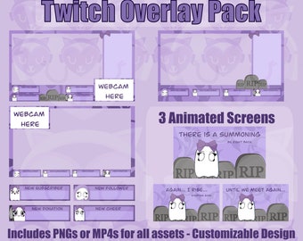 Spooky Cute Ghost Streaming Overlays | 24 Artikel-Bundle für Streamer | Twitch, Youtube 1920x1080 Individualisierbar