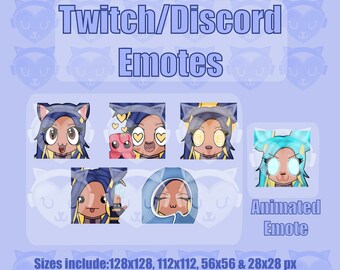 Neon Tapferant (6) Emotes (1) Animierte | Twitch Discord YouTube Emote Pack Bundle für Streamer 128 ,112 , 56 & 28 px