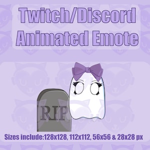 Cute Ghost RIP Animated Emote | Twitch Discord YouTube Emote Pack Bundle For Streamer 128 ,112 , 56 & 28 px