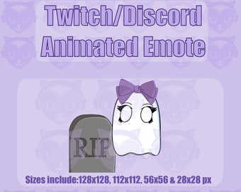 Süßes Geister RIP Animierte Emote | Twitch Discord YouTube Emote Pack Bundle für Streamer 128 ,112 , 56 & 28 px