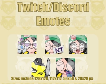 KJ KillJoy Tapferant 5 Emotes | Twitch Discord YouTube Emote Pack Bundle für Streamer 128 ,112 , 56 & 28 px