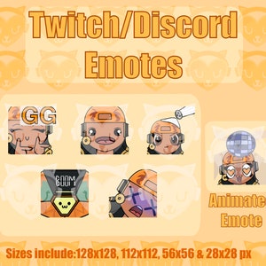 Raze Valorant (6) Emotes (1) Animated | Twitch Discord YouTube Emote Pack Bundle For Streamer 128 ,112 , 56 & 28 px