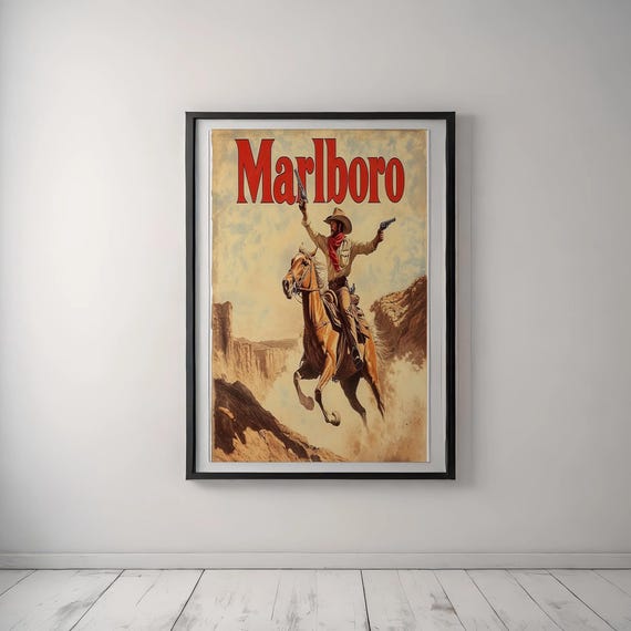 Vintage Marlboro Cowboy Print: Western Wall Art Digital Download