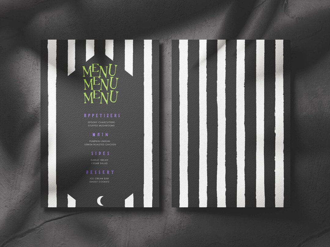 Spooky Skeleton Halloween Dinner Menu Editable Canva Template - Etsy