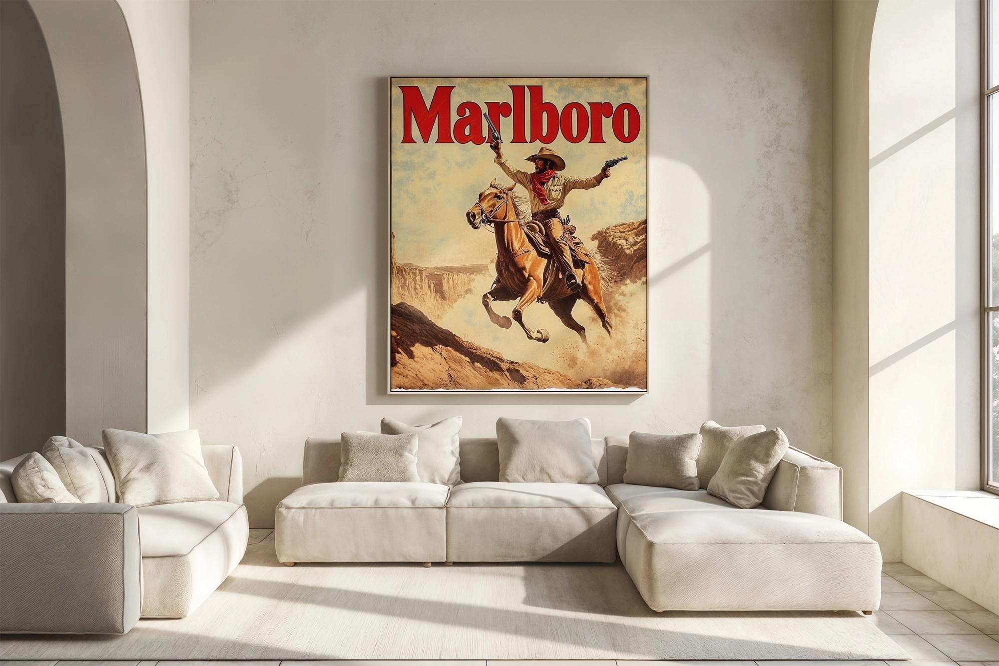 Vintage Marlboro Cowboy Print: Western Wall Art Digital Download