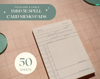 D&D Spell Card Memo Pads | TTRPG Accessories